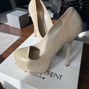 Ysl size 37 nude suede and leather pump